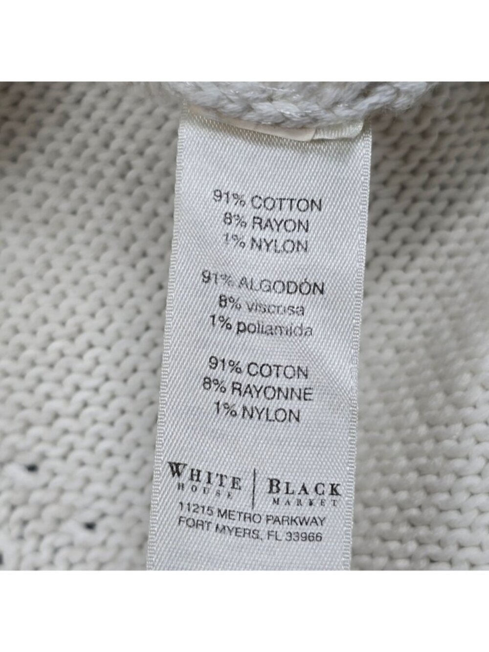 White House Black Market Womens S Ivory Knit Turtleneck Sweater - Picture 3 of 4